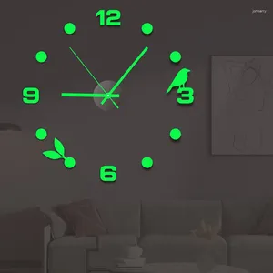 Wall Clocks 3D Digital Clock Creative Diy Art Round Acrylic Luminous Modern Minimalist Living Room Bedroom Decoration