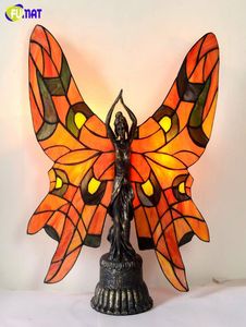 FUMAT Stained Glass Lamp European Style Table Lamp Bedside Lamp Retro LED Luxury Warm Butterfly Beauty Living Room Stand Lights5201155