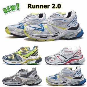 With Box Runner 2.0 Sneaker designer Paris 2 Luxury Mesh and polyurethane Worn-out effect WHITE YELLOW BLUE BEIGE RED Casual jogging hiking runners size 35-46