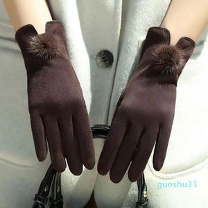 Suede winter gloves women's warm split finger gloves wholesale touch screen gloves