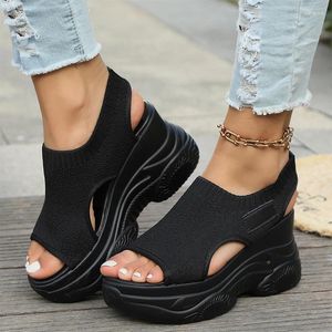 Sandaler Platform High Heels Sport Women Wedges Shoes Mesh Peep Toe Summer Dress 2024 Fashion Walking Pumps Mujer Zapatos