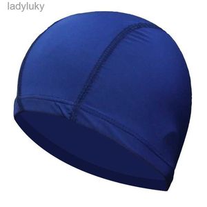 Swimming caps 2022 Elastic Waterproof PU Fabric Protect Ears Long Hair Sports Swim Pool Hat Swimming Cap Free Size For Men Women Solid Color L240126