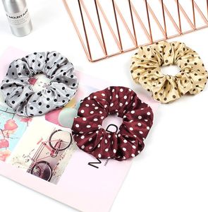 Scrunchie streç kafa bandı Scrunchies Kadın Zarif Polka Nokta Satin Elastik Saç Bantları Scrunchie Ponytail Tutucu Saç Accessor4271596