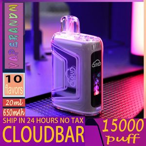 Cloudbar Nm 15000 Puffs ładowalne doładowe mega Vape 650MAH Bateria do ładowania 20 ml siatka rozciągnięta vs Randm Tornado Puff 15k z darmową smyczką