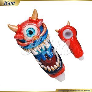 5 Inches Unique Design Glass Hand Pipes 3D Hand Painting Portable Spoon Hand Pipes Dry Herb Tobacco Thick Glass Smoking Pipes Glass Bong Pocket Pipes