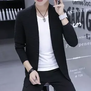 Men's Sweaters Man Clothes Business Knitted For Men Cardigan Korean Fashion Black Plain Solid Color Tops Selling Products 2024 X