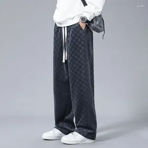 Männer Hosen Frühling Herbst Designer Laufen Baggy Track Plaid Cord Gerade Bein Breite Casual Sweat Für Männer Kleidung