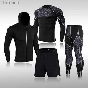 Herrtankstoppar herr 4 st/set tracksuit gym fitness kompression sport kostym kläder som kör jogging sport slitage cykling träning träning tightsl240124