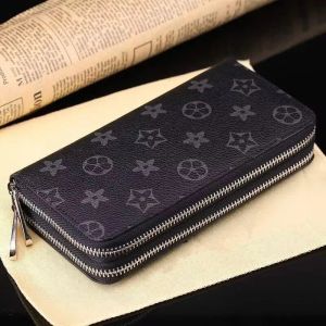 Designers Double Zippy Wallet 60017 Único Zipper Carteira Mulheres Carteiras De Couro Genuíno Embreagem Longa Bolsa Clássica Com Caixa Laranja Cartão Hold