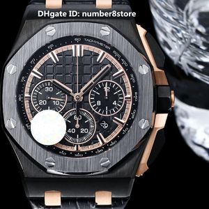 HBF 26420 Black Ceramic Mens Watch Cal.4401 Flyback Chronograph Ruch Mega Tapisserie Diar Sapphire Crystal Designer Classic