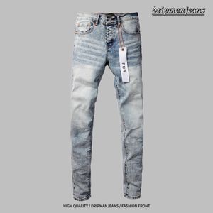 Designer jeans lila jeans staplade jeans mäns lösa jeans tår denim europeiska jeans mäns retro tvättade nödställda byxor byxor borr