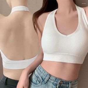 Camisoles Tanks Sexy Halter rückenfreier BH Leibchen für Frauen Drahtfrei Sport Top Hosenträger hängender Hals Crop Tops stoßfeste Weste Dessous