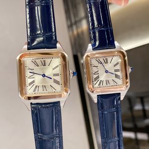 couple watch designer watches high quality mens quartz movement luxe ladies tank Crystal mirror cowhide strap gift lovers