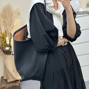 The Row Leather Tote Bag Large Capacity Small Popular Minimalism ParkTote Litchi Pattern Bucket Bag Shoulder Bag Women 240125