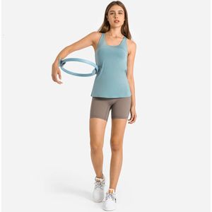 „Stylische Tank-Top-Yoga-Hemdbluse mit flachem Cross-Träger-Sport-BH, atmungsaktives und modisches Fitness-Bekleidung für Frauen mit abnehmbarem Brustpolster“