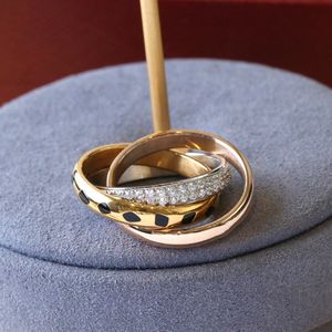 Leopardtryck Trinity Ring tre färg tre färg för kvinnans designer storlek 9 för man guld pläterad 18k diamant t0p kvalitet kristall europeisk storlek med ruta 003