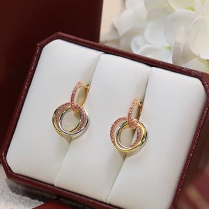 Ciondoli per orecchini Trinity da donna designer diamante Placcato in oro 18K T0P qualità argento 925 riproduzioni ufficiali stile classico di lusso con scatola 008