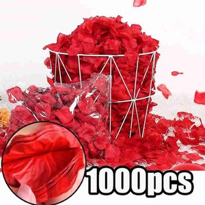 Faux Floral Greenery 1000pcs Love Romantic Warm Silk Rose Artificial Petals Scattered Flowers Wedding Anniversary Festive Party Favors Decoration YQ240125