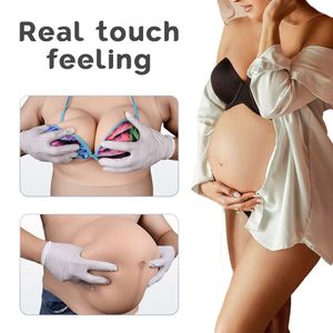 Costume Accessories Artificial Big False Female Boobs with Twins 8 to 10 Month Fake Pregnant Belly Silicone Combo Set for Cosplay Clothing