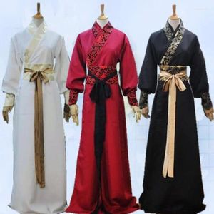 Scenkläder rött svart år kinesiska folkdanskläder hanfu för kvinnor män kjol klänning skor hat traditionell plus size cosplay anime