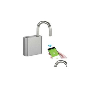 Dörrlås trådlöst hänglås Bluetooth Smart Lock KeyLess Remote Control Locker Metal Design App för Androidios Drop Delivery Home GA DHQ6R