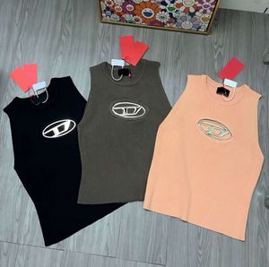 Designer de malhas mulheres alta qualidade tops regata t-shirt anagrama regular recortado camisa de algodão camis feminino malhas tees colete de malha esporte respirável yoga colete tops5