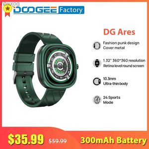 Smart Watches Doogee Ares Fashion Punk Design Clock Watch 1.32Retina Level Round Screen 300mAh Battery Smartwatch för Android iOS Telefon YQ240125