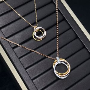 trinity necklace for women designer diamond for man three colour Gold plated 18K T0P quality luxury brand designer anniversary gift premium gifts with box 003