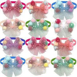 Dog Apparel 50/100PCS Bow Tie Ball For Dogs Grooming Small Cat Puppy Bowties Collar Supplies Pet Accessories