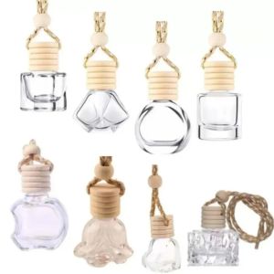 Bilparfymflaskdiffusorer Pendant Ornament luftfräschare för eteriska oljor doft tomma glasflaskor hem FY4419 0125