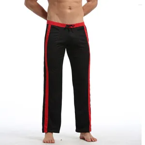 Calças masculinas casual lounge ginásio ativo esportes pijama moletom lado listrado jogger calças de fundo fino