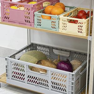 Folding Storage Baskets Sundries Organizer Collapsible Case Desktop Stationery Snacks Comestics Foldable Container Box 240125