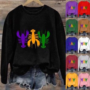 Women's T Shirts Lobster Print Crew Neck Long Sleeve Top