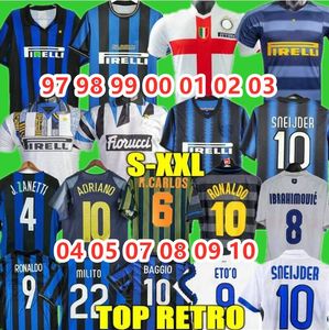 InterS MilanS Maglie da calcio retrò RONALDO CRESPO ADRIANO 1997 1998 99 00 01 02 03 04 05 07 08 09 10 finali MILITO SNEIJDER J.ZANETTI Maglia da calcio classica vintage Eto'o