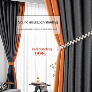 Bedroom Blackout Soundproof Curtains Modern Nordic Minimalist Living Room High-end Curtain High Precision Fabric el Curtain 240119