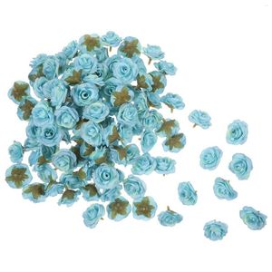 Decorative Flowers 100 Pcs Artificial Wedding Decoration Mini Rose Head Faux Clothing For