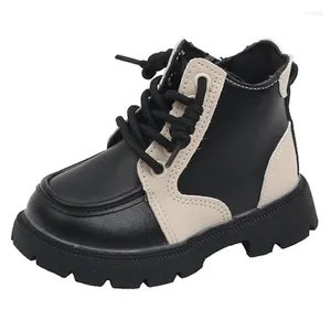 Boots Kruleepo Baby Boy Girl Autumn Winter Leather Children Kid Jump Color Short Fashion Square Heel Booties Casual Shoes