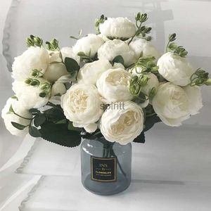 Искусственная цветочная зелень Красивый букет из искусственных цветов с 5 головками персидской розы для украшения дома и свадьбы YQ240125