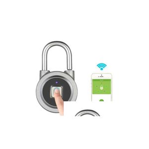 Türschlösser Fingerabdruck Smart Keyless Lock Wasserdichte App-Taste Passwort entsperren Anti-Diebstahl-Vorhängeschloss für Android iOS System Drop Deliv Dhjic