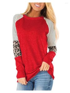 Camisetas femininas outono e inverno moda leopardo impressão listrado botões em torno do pescoço manga longa topo mulher blusa 2024 camisa