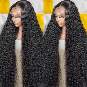 Deep Wave Frontal Wig 13x4 13x6 HD Transparent spets frontala peruk Glueless 28 30 tum Curly Spets Front Human Hair Wigs For Women