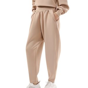 Lu Yoga Womens Jogger Pants High midja mjuk ll Kvinnor Drawstring Training Lady Jogging Pant med fickor Lossa CK196