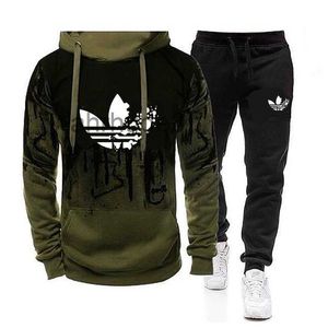 Tracksuit Sweat Hoodie Autumn Winter Clothes Mens Fashion Tracksuits Jogger Suits Jacket Pants Set Aae1