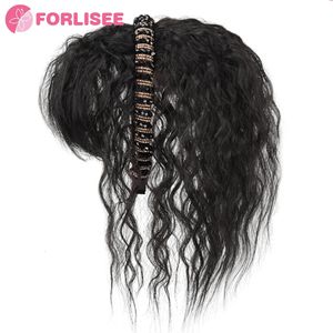 Para trança bandana franja franja sintética cabelo falso franja natural grampo de cabelo em peças de cabelo para mulheres invisível natural 240118