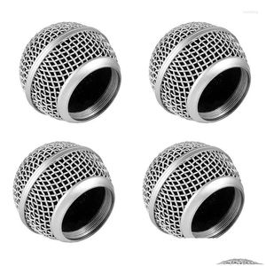 Microphones 4 Pcs Metal Microphone Mesh Heads Head With Sponge Compatible Drop Delivery Electronics A/V Accessories Cables Otqvm