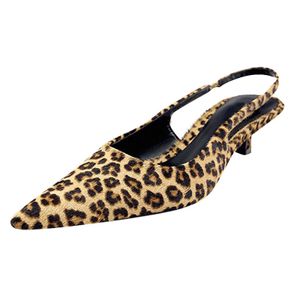 Sandals Women's Flat Leopard Print Pointed High Heels Sandals J240125