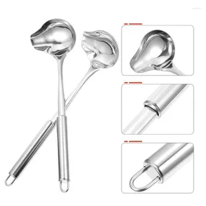 Spoons 2pcs Stainless Steel Soup Spoon Duckbill Sauce Oil Drizzle With Tapered Spout Drawing Honey