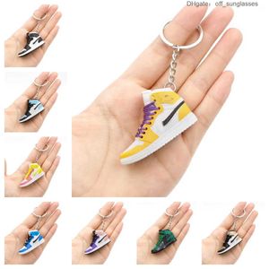 Keychains Lanyards Emation 3D Mini Basketball Shoes Three Nsional Model Keychain Sneakers Couple Souvenir Mobile Phone Key Pendant D 7L13