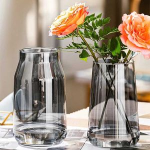 2PCS Vases Nordic Glass Vase Hydroponics Cachepot for Flowers Home Living Room Decoration Room Decor Glasses for Plants Table Decoration