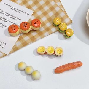 Acessórios de cabelo Egg Tart Fake Food Steamed Bun Hamburger Mulheres Simulação Hairpin Estilo Coreano Barrette Cute Side Clip